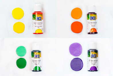Discover the 2 tonalities of 5 Basic gel food colors